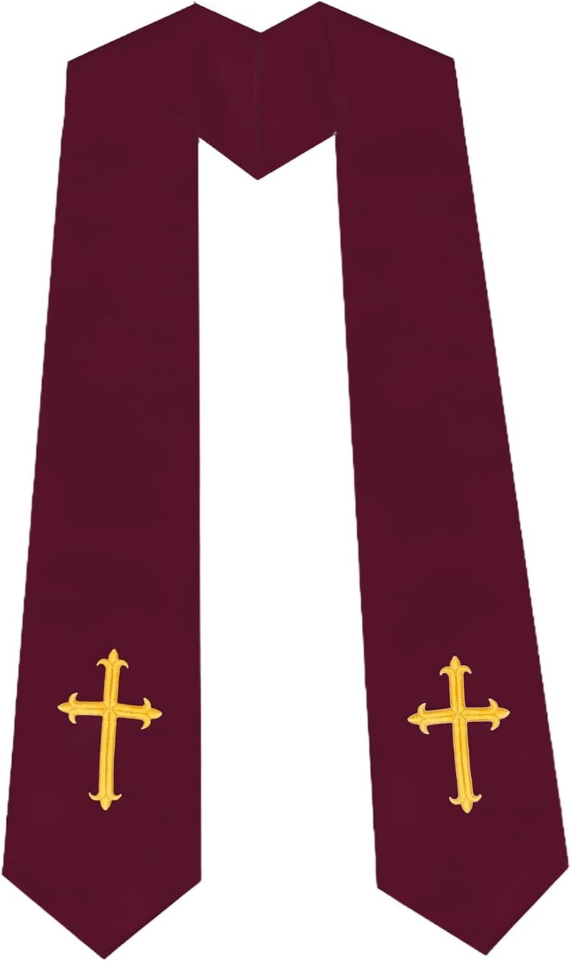 UIALECG Unisex Clergy Stole with Embroidery Cross 72", Traditional Choir Stole - Image 1